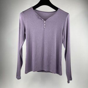 Soft Lavender Henley Long-Sleeve T-Shirt